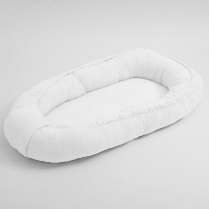 Cosulet bebelus, New Baby, Pentru dormit, Baby Nest 80 x 50 cm, Din muselina, Din materiale certificate Oeko Tex Standard 100, White [1]