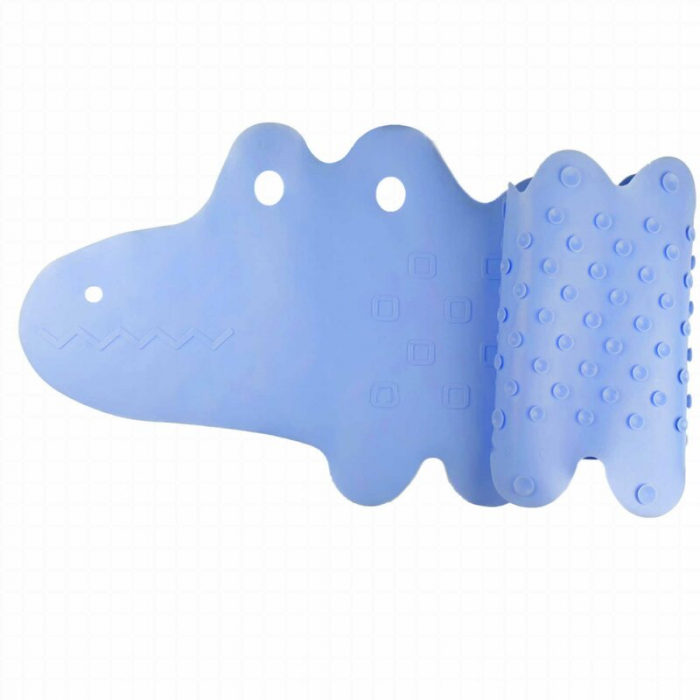 Covoras de baie, Bocioland, Antiderapant, Cu ventuze, Silicon, 33 x 90 cm, Crocodile Blue [1]