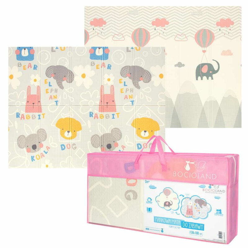 Covoras de joaca, Bocioland, Grey Elephant, Pliabil, Protectie impotriva loviturilor, Dimensiune mare, 180 x 150 cm, Cu Imprimeu pe ambele parti, Potrivit pentru utlizare atat in interior, cat si in e [2]