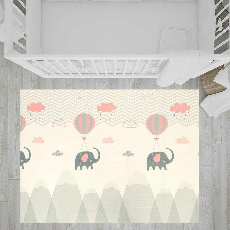 Covoras de joaca, Bocioland, Grey Elephant, Pliabil, Protectie impotriva loviturilor, Dimensiune mare, 180 x 150 cm, Cu Imprimeu pe ambele parti, Potrivit pentru utlizare atat in interior, cat si in e [3]
