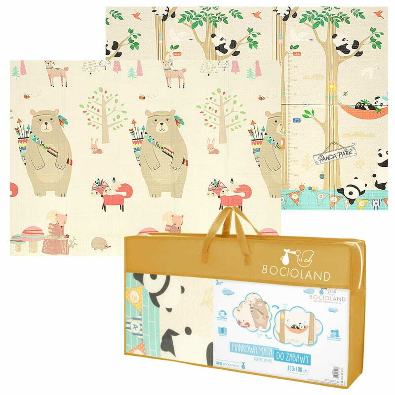Covoras de joaca, Bocioland, Panda, Pliabil, Protectie impotriva loviturilor, Dimensiune mare, 180 x 150 cm, Cu Imprimeu pe ambele parti, Potrivit pentru utlizare atat in interior, cat si in exterior [1]
