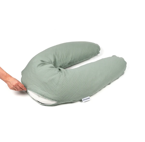 Doomoo - Perna mare 3 in 1 Comfy Big Tetra Green din bumbac organic: perna gravide, suport pentru hranire, suport pentru bebe [5]