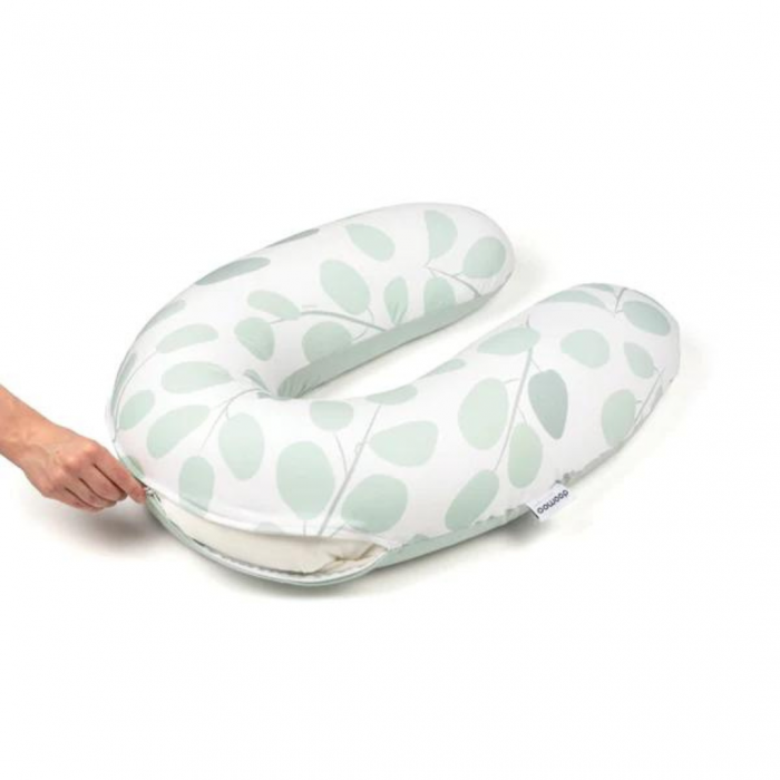 Doomoo - Perna mare pentru gravide si bebelusi 3 in 1, bumbac organic Buddy Leaves Aqua Green [2]