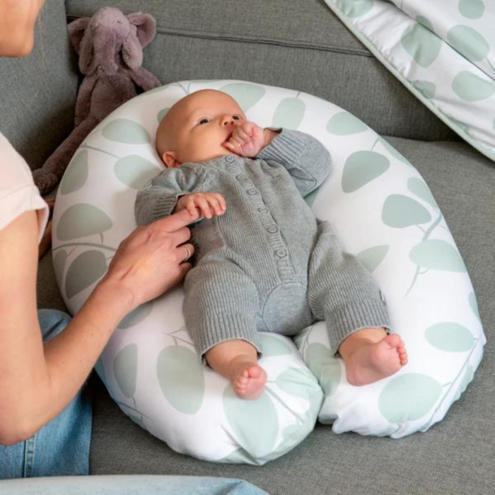 Doomoo - Perna mare pentru gravide si bebelusi 3 in 1, bumbac organic Buddy Leaves Aqua Green [6]