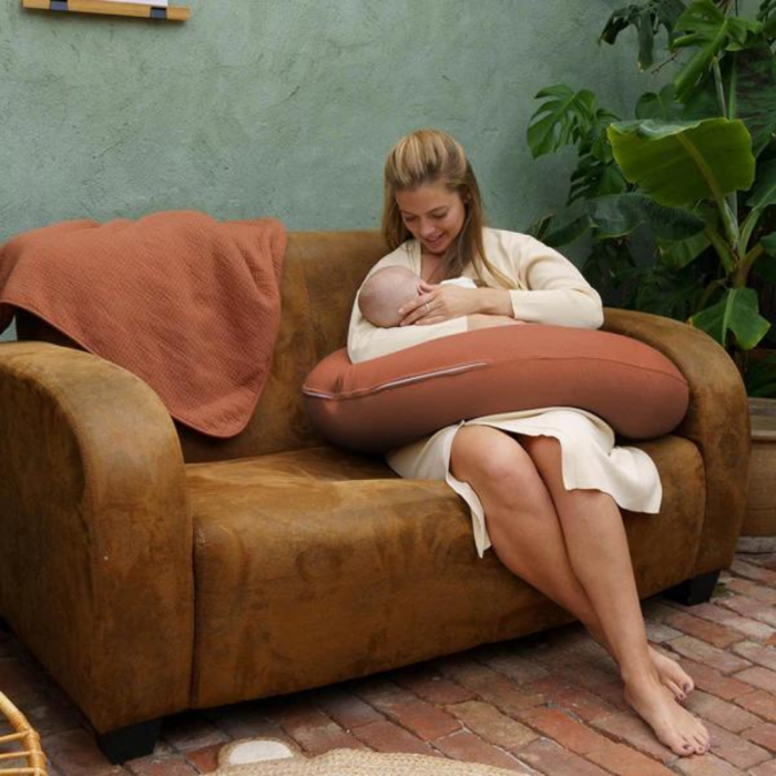 Doomoo - Perna mare pentru gravide si bebelusi 3 in 1, bumbac organic Buddy Tetra Jersey Terracotta [5]