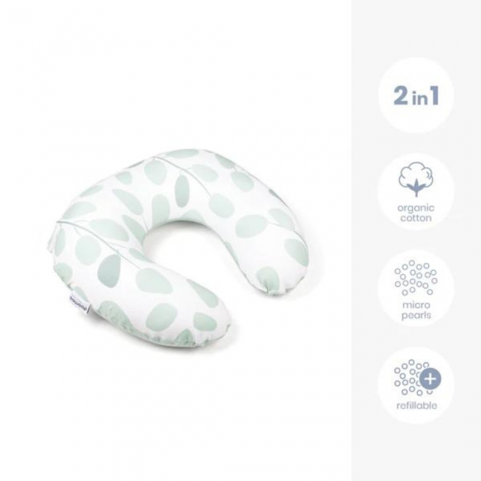 Doomoo - Perna pentru alaptat 2 in 1 Softy Leaves Aqua Green [6]