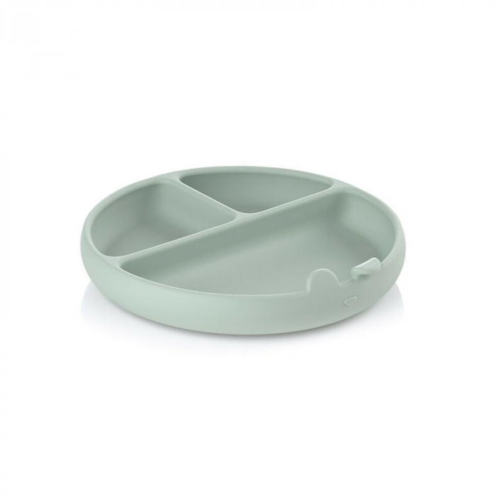 Farfurie BLW, Jane, Din silicon, Cu ventuze, 17 x 17 x 4 cm, BPA Free, Mint [1]