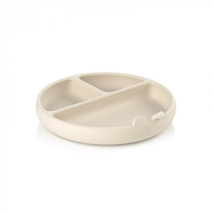 Farfurie BLW, Jane, Din silicon, Cu ventuze, 17 x 17 x 4 cm, BPA Free, Sand [1]