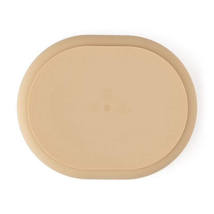 Farfurie compartimentata, Petite&Mars, Take&Match, Ovala, Cu ventuza si 3 compartimente, Silicon, Fara BPA, 630 ml, 6 luni+, Bej [3]
