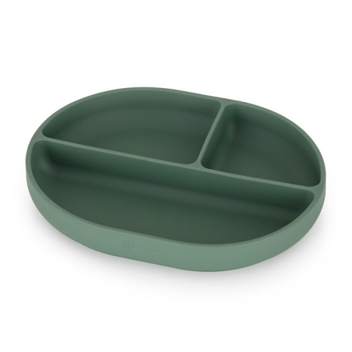 Farfurie compartimentata, Petite&Mars, Take&Match, Ovala, Cu ventuza si 3 compartimente, Silicon, Fara BPA, 630 ml, 6 luni+, Verde [1]