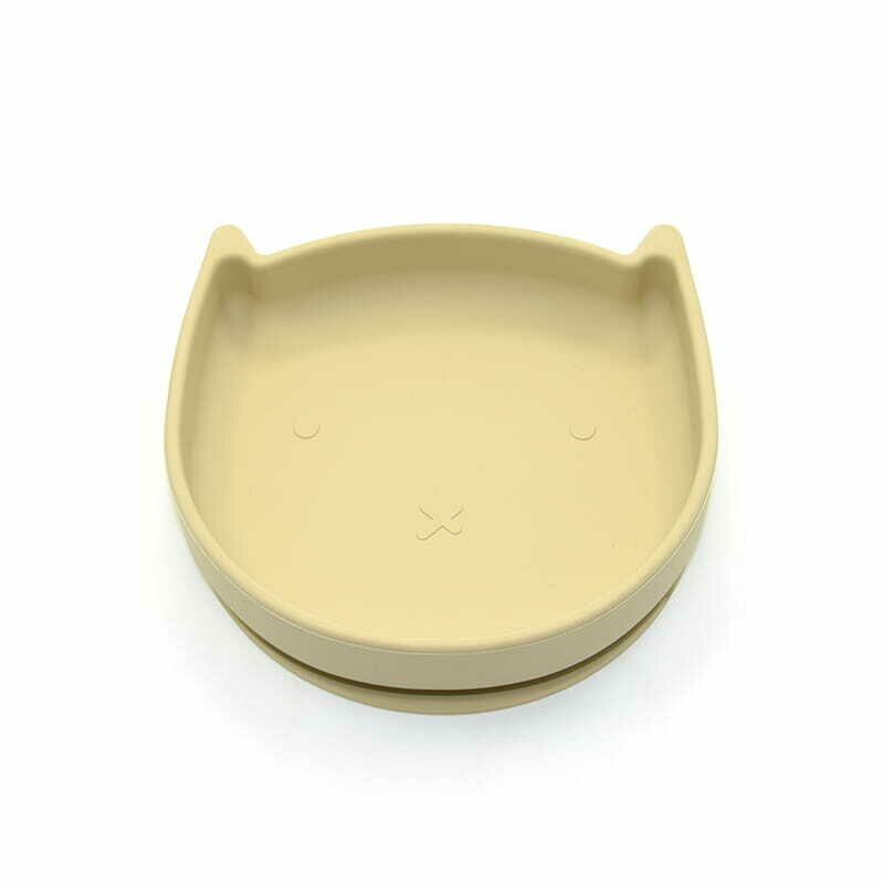 Farfurie in forma de pisicuta, Bocioland, Cu ventuze, Silicon, Fara BPA, 6-36 luni, Light Beige [1]