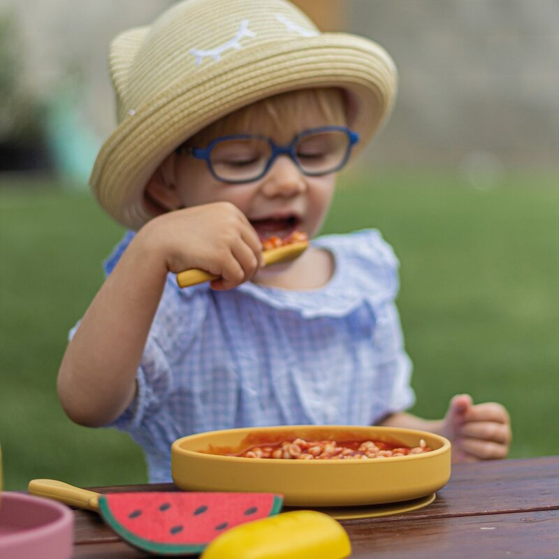 Farfurie, Petite&Mars, Take&Match, Din silicon, Cu ventuza, Fara BPA, Adecvata pentru masina de spalat vase si microunde, Nu absoarbe mirosuri, 6 luni+, 400 ml, Frosted Sky, Albastru [4]