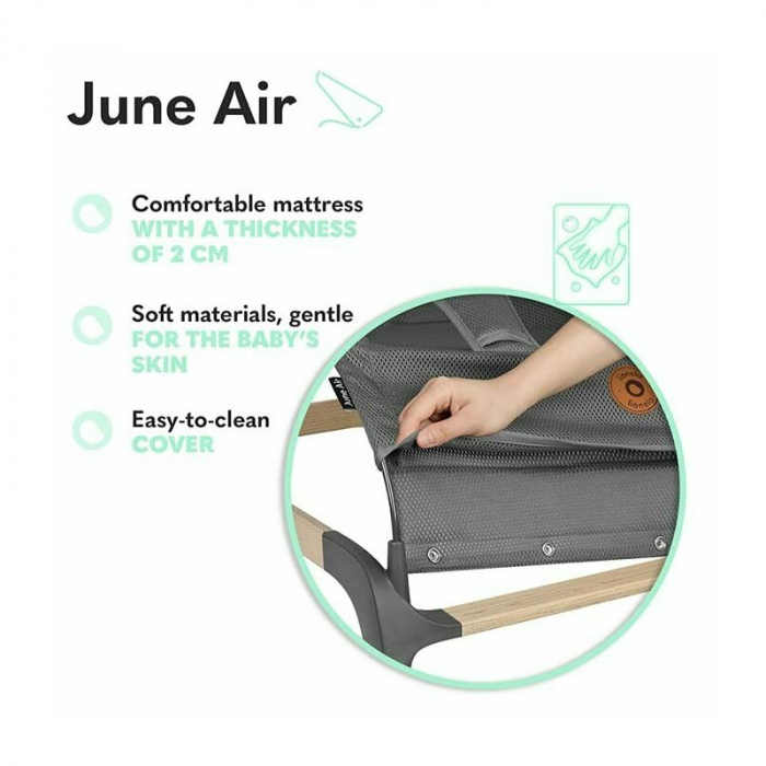 Fotoliu balansoar, Lionelo June AIR, Cu arcada cu jucarii, Ergonomic, Permite circulatia aerului, Balansare manuala, Pliabil, 0 luni+, Gri [14]