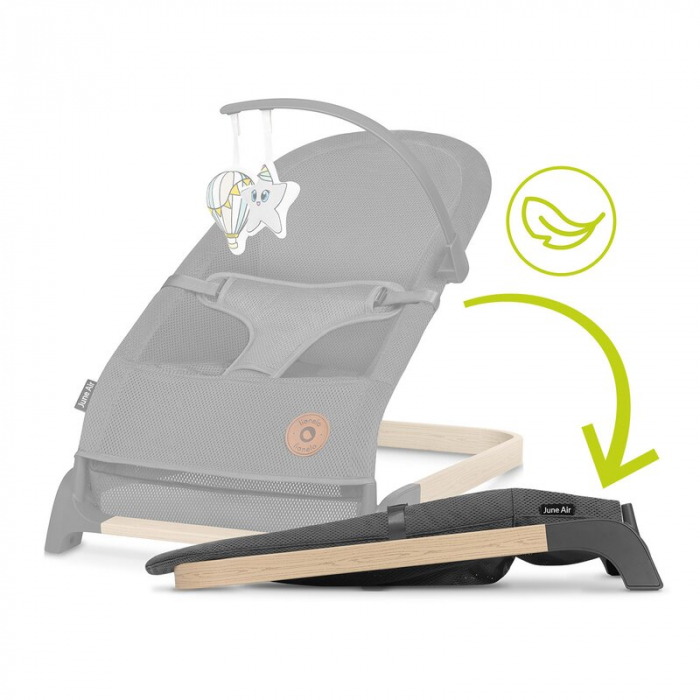 Fotoliu balansoar, Lionelo June AIR, Cu arcada cu jucarii, Ergonomic, Permite circulatia aerului, Balansare manuala, Pliabil, 0 luni+, Gri [16]