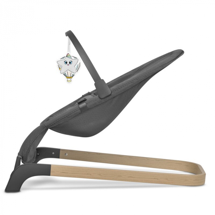 Fotoliu balansoar, Lionelo June AIR, Cu arcada cu jucarii, Ergonomic, Permite circulatia aerului, Balansare manuala, Pliabil, 0 luni+, Gri [6]