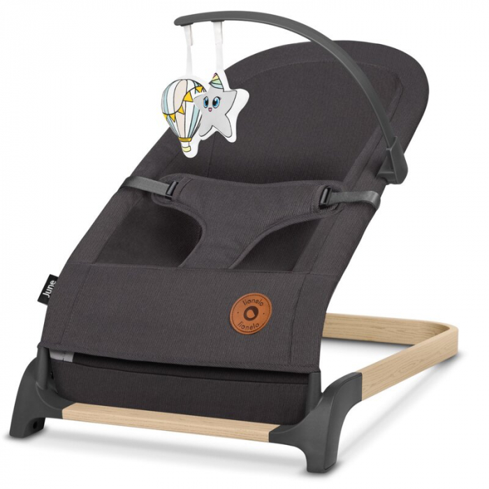 Fotoliu balansoar, Lionelo, June, Cu arcada cu jucarii, Ergonomic, Balansare manuala, Pliabil, 0 luni+, Gri [1]