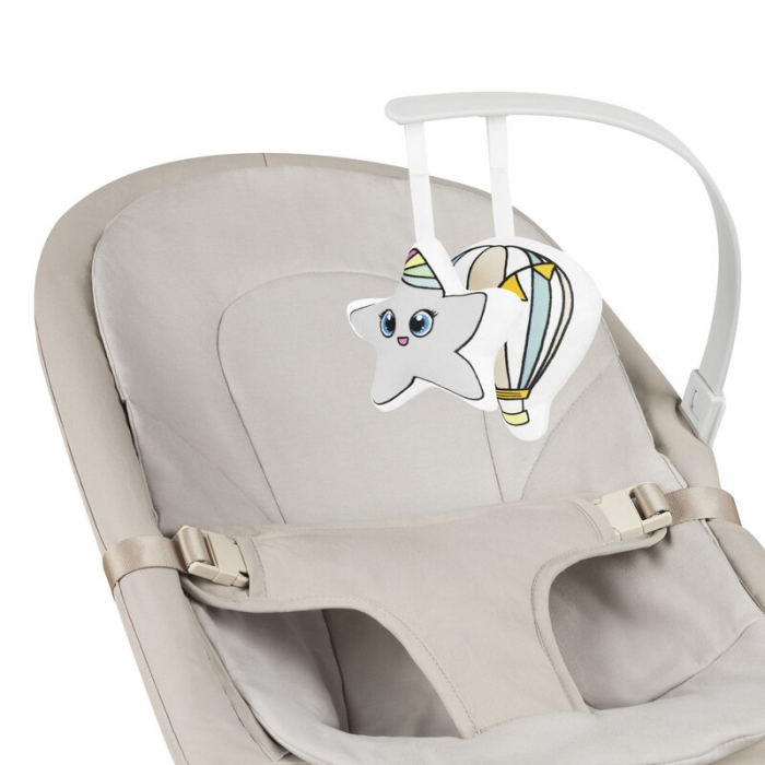 Fotoliu balansoar, Lionelo, Lilac, Cu arcada cu jucarii, Ergonomic, Reglare spatar in 3 pozitii, Pernuta moale invelita in tesatura de bambus, Pliabil, 0-6 luni, Bej [8]