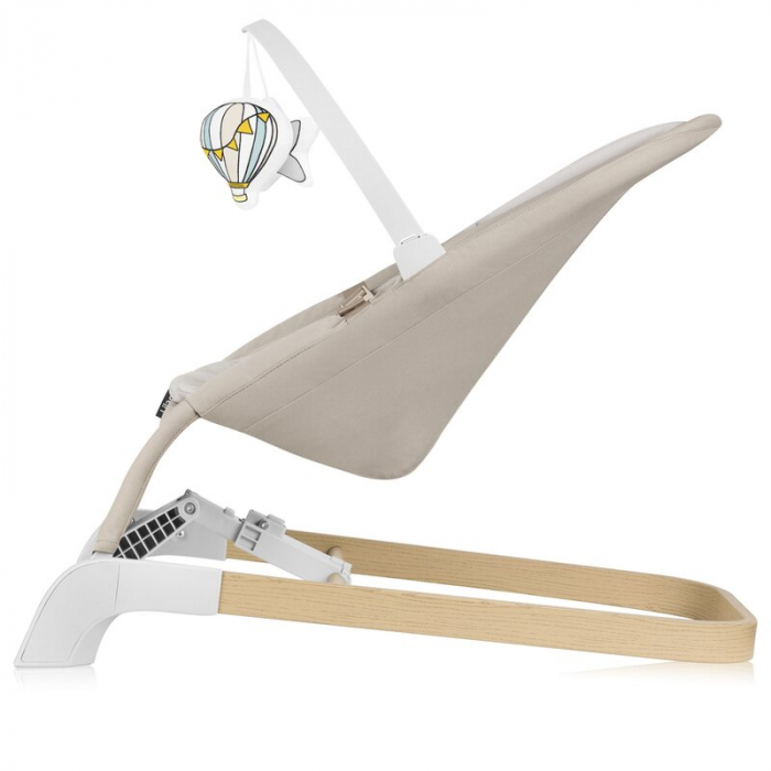 Fotoliu balansoar, Lionelo, Lilac, Cu arcada cu jucarii, Ergonomic, Reglare spatar in 3 pozitii, Pernuta moale invelita in tesatura de bambus, Pliabil, 0-6 luni, Bej [5]