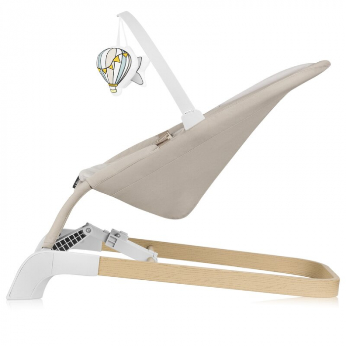 Fotoliu balansoar, Lionelo, Lilac, Cu arcada cu jucarii, Ergonomic, Reglare spatar in 3 pozitii, Pernuta moale invelita in tesatura de bambus, Pliabil, 0-6 luni, Bej [4]