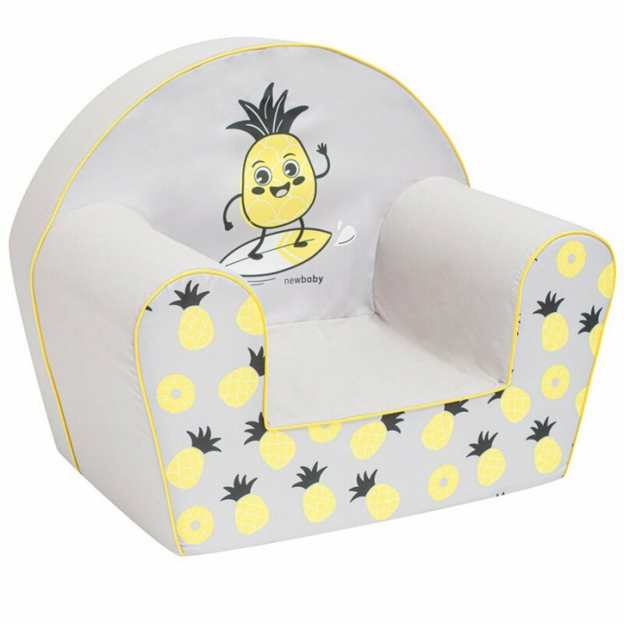 Fotoliu din burete, New Baby, Pentru copii, 42x53, Din spuma, Cu husa din bumbac, 9 luni - 5 ani, Pineapple [1]