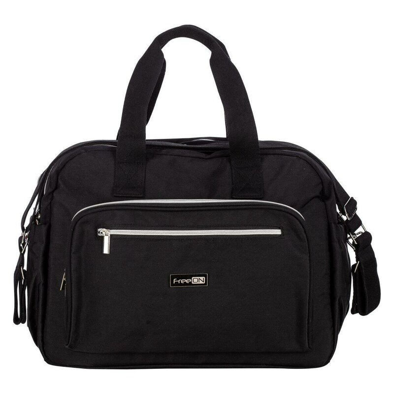 Geanta pentru scutece, FreeON, Style, Impermbeabila, Cu multiple buzunare, Dimensiune compacta, 39x32x18 cm, Black [2]