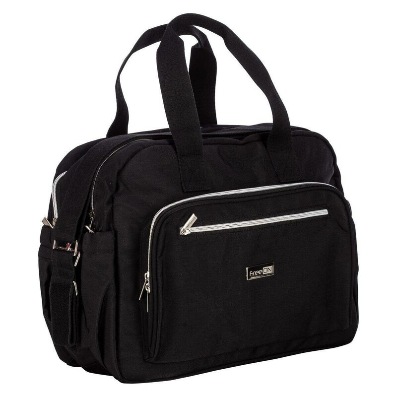 Geanta pentru scutece, FreeON, Style, Impermbeabila, Cu multiple buzunare, Dimensiune compacta, 39x32x18 cm, Black [1]