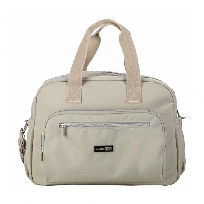 Geanta pentru scutece, FreeON, Style, Impermbeabila, Cu multiple buzunare, Dimensiune compacta, 39x32x18 cm, Grey/beige [1]