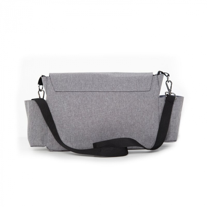 Geanta pentru scutece si organizator carucior, Petite&Mars, Sara, 2 in 1, Cu 7 buzunare, 1 buzunar cu izolatie termica, Dimensiune compacta, 40x23x10 cm, Gri [5]