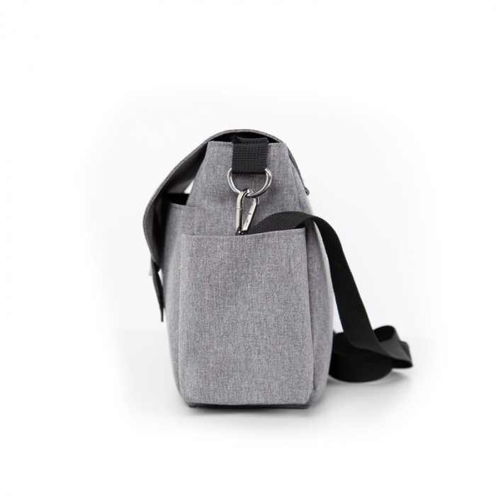 Geanta pentru scutece si organizator carucior, Petite&Mars, Sara, 2 in 1, Cu 7 buzunare, 1 buzunar cu izolatie termica, Dimensiune compacta, 40x23x10 cm, Gri [4]