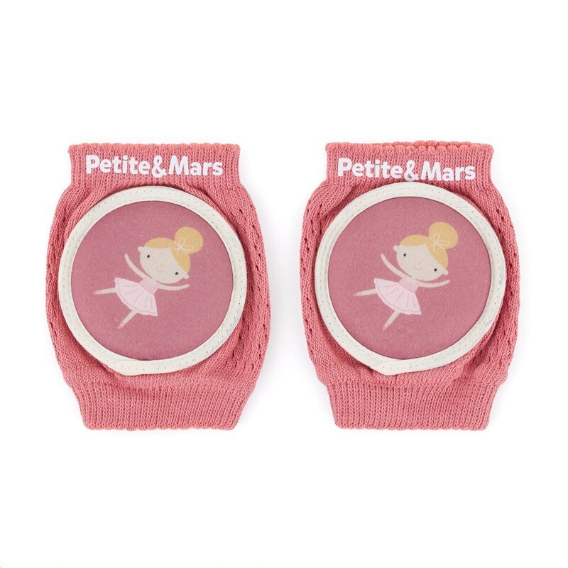 Genunchiere cu pernute, Petite&Mars, Cu elastic, Material respirabil, Stratul antiderapant, 13x10 cm, 6 luni+, Roz [1]
