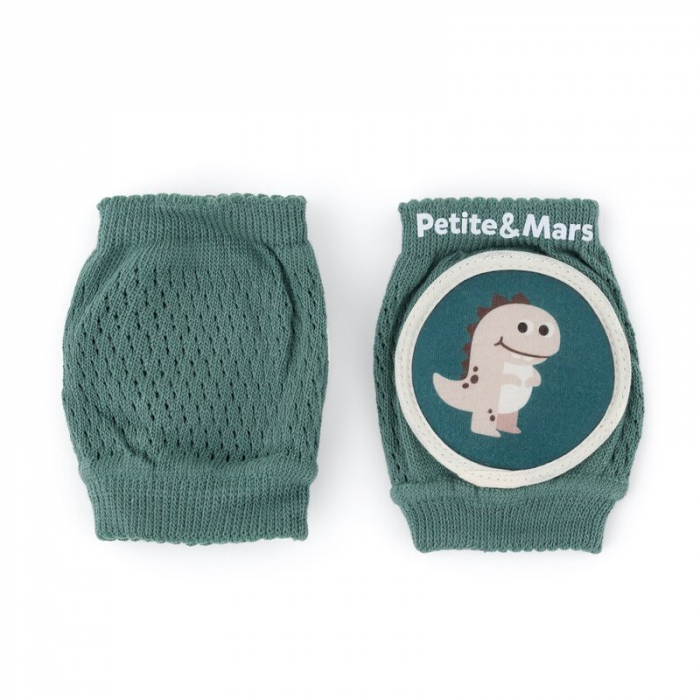 Genunchiere cu pernute, Petite&Mars, Cu elastic, Material respirabil, Stratul antiderapant, 13x10 cm, 6 luni+, Verde [3]