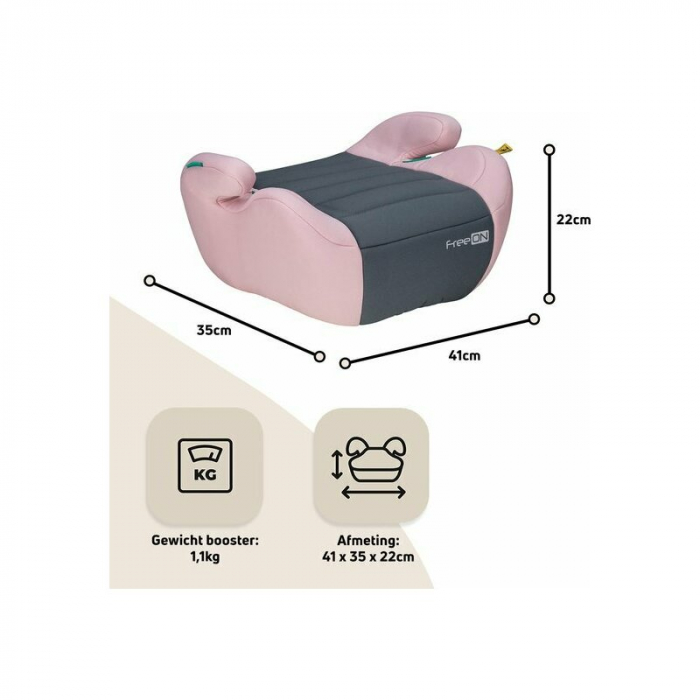 Inaltator auto, FreeON, Comfy, Pentru copii, I-size, 125-150 cm, Orientare in sensul directiei de mers, Conform cu standardul european de securitate ECE R129, Prink/Grey [6]