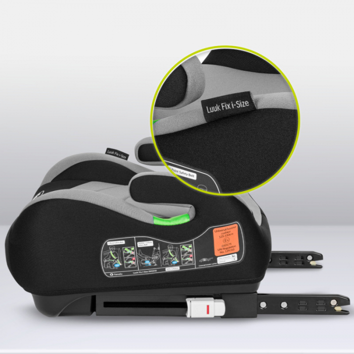 Inaltator auto, Lionelo, Luuk Fix I-size, 125- 150 cm, Instalare cu sistem Isofix si centura de prindere, Cu husa detasabila, Conform cu standardul european de securitate ECE R129, Gri [9]