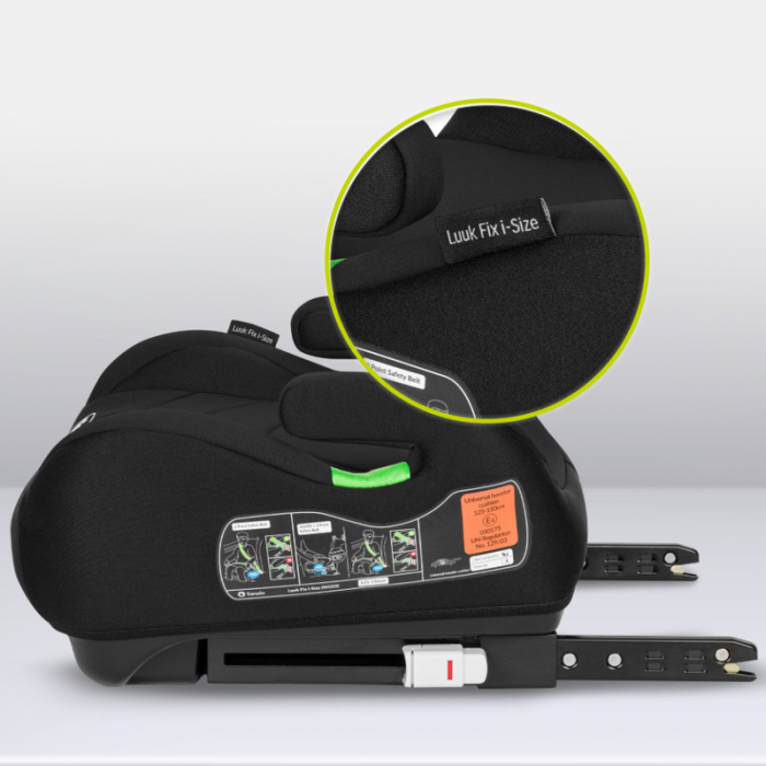 Inaltator auto, Lionelo, Luuk Fix I-size, 125- 150 cm, Instalare cu sistem Isofix si centura de prindere, Cu husa detasabila, Conform cu standardul european de securitate ECE R129, Negru [15]