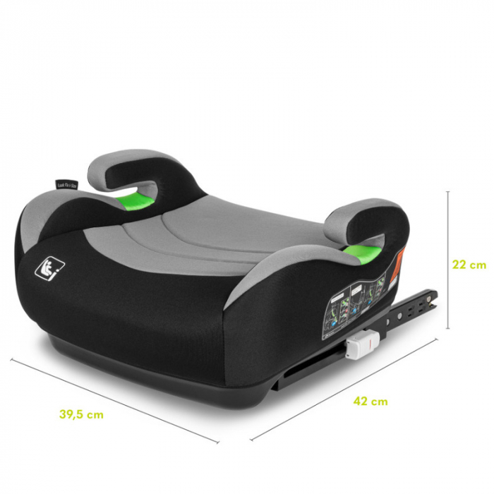 Inaltator auto, Lionelo, Luuk Fix I-size, 125- 150 cm, Instalare cu sistem Isofix si centura de prindere, Cu husa detasabila, Conform cu standardul european de securitate ECE R129, Gri [11]