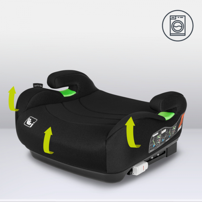 Inaltator auto, Lionelo, Luuk Fix I-size, 125- 150 cm, Instalare cu sistem Isofix si centura de prindere, Cu husa detasabila, Conform cu standardul european de securitate ECE R129, Negru [10]