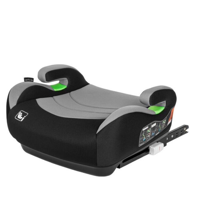 Inaltator auto, Lionelo, Luuk Fix I-size, 125- 150 cm, Instalare cu sistem Isofix si centura de prindere, Cu husa detasabila, Conform cu standardul european de securitate ECE R129, Gri [1]