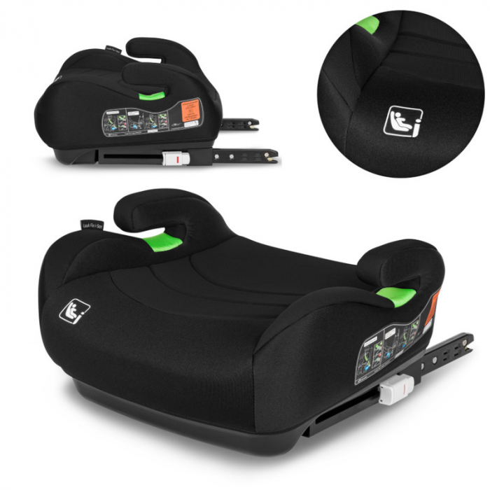 Inaltator auto, Lionelo, Luuk Fix I-size, 125- 150 cm, Instalare cu sistem Isofix si centura de prindere, Cu husa detasabila, Conform cu standardul european de securitate ECE R129, Negru [3]