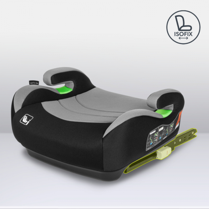Inaltator auto, Lionelo, Luuk Fix I-size, 125- 150 cm, Instalare cu sistem Isofix si centura de prindere, Cu husa detasabila, Conform cu standardul european de securitate ECE R129, Gri [7]