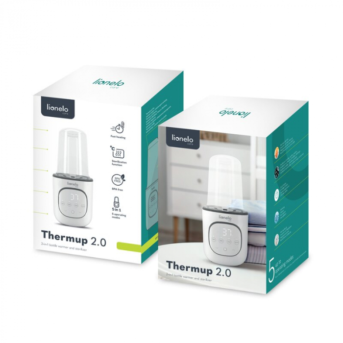 Incalzitor biberoane, Lionelo, ThermUp 2.0, 5 in 1, Sterilizare, Dezghetare, Incalzire rapida, 200 W, Fara BPA, Alb [23]