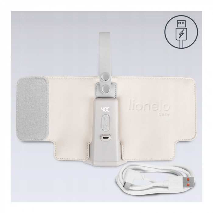 Incalzitor biberoane, Lionelo, ThermUp Go Plus, Portabil, Cu aspect elegant, Temperatura constanta pana la 24 h, Incarcare USB, Bej [16]