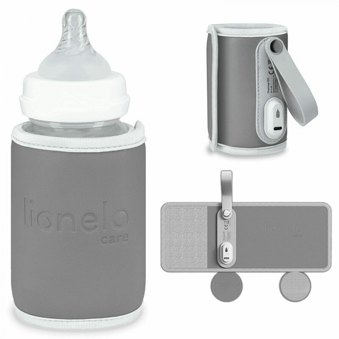 Incalzitor biberoane, Lionelo, ThermUp Go, Portabil, Temperatura constanta pana la 24 h, Incarcare USB, Gri [4]