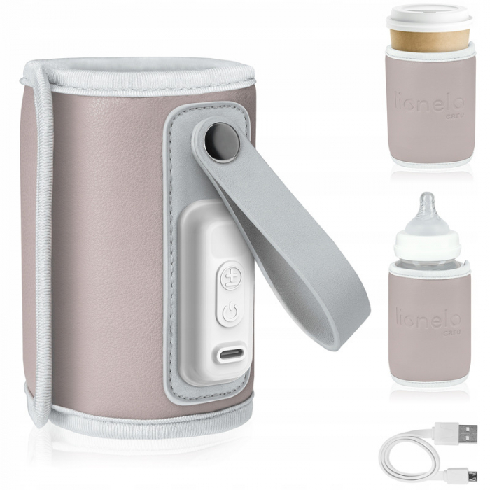 Incalzitor biberoane, Lionelo, ThermUp Go, Portabil, Temperatura constanta pana la 24 h, Incarcare USB, Roz [3]