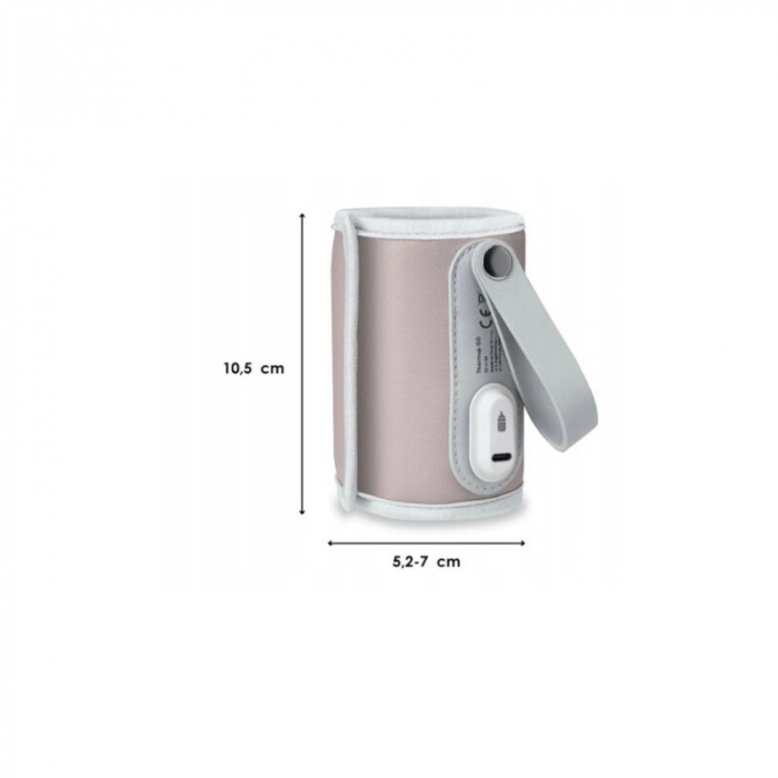 Incalzitor biberoane, Lionelo, ThermUp Go, Portabil, Temperatura constanta pana la 24 h, Incarcare USB, Roz [9]