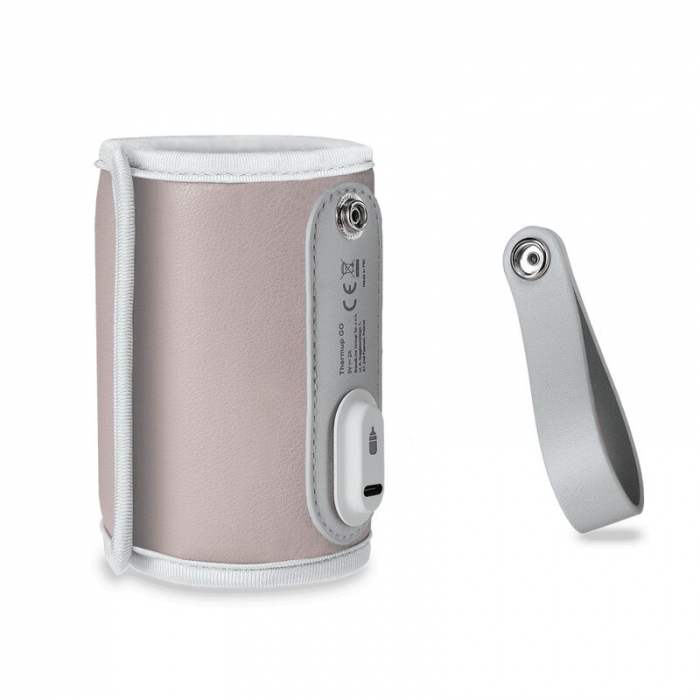 Incalzitor biberoane, Lionelo, ThermUp Go, Portabil, Temperatura constanta pana la 24 h, Incarcare USB, Roz [10]