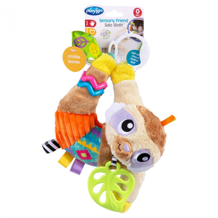 Jucarie carucior sau scaun auto, Playgro, Salo, Cu inele pentru dentitie, Cu diverse forme si texturi, Cu sunete si zornaieli, Dezvolta abilitatile motorii si imaginatia, 0 luni+, Sensory Friend Salo  [11]