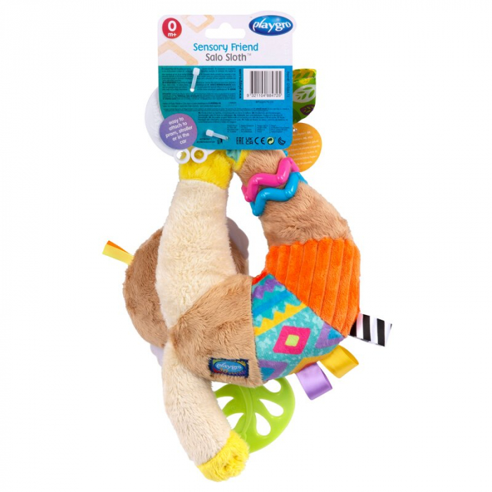Jucarie carucior sau scaun auto, Playgro, Salo, Cu inele pentru dentitie, Cu diverse forme si texturi, Cu sunete si zornaieli, Dezvolta abilitatile motorii si imaginatia, 0 luni+, Sensory Friend Salo  [12]