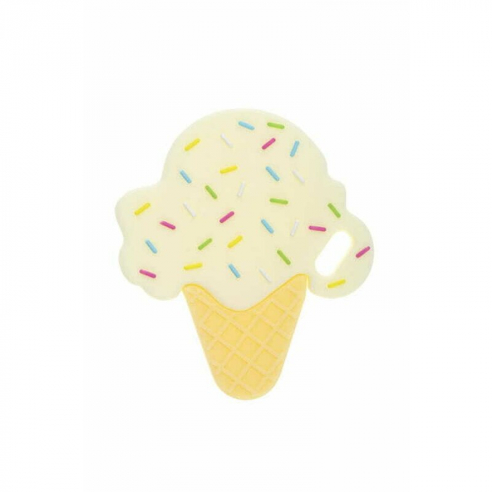 Jucarie de dentitie, Bocioland, Din silicon, Stimuleaza abilitatile motorii fine, Calmeaza durerea gingiei, 0 luni+, Ice Vanilla [1]