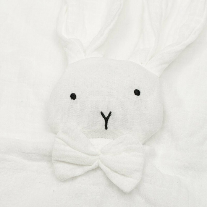 Jucarie interactiva, New Baby, Rabbit, Din muselina, Bumbac, 30x30 cm, 0 luni+, White [3]