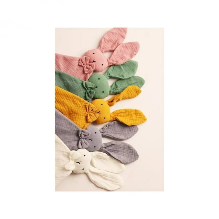Jucarie interactiva, New Baby, Rabbit, Din muselina, Bumbac, 30x30 cm, 0 luni+, White [6]